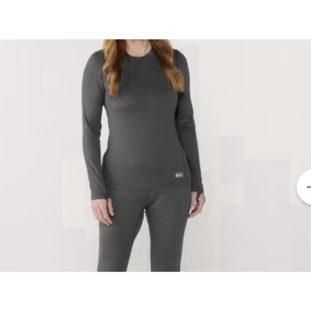 REI Co-op Midweight Base Layer Set Women’s Size L Black Heather